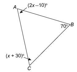 What is the measure of angle a in the triangle?    m∠a= °