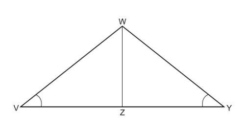 Given: wz perpendicular to wy, wz bisects vy, and m angle v = 40.  what is m angle vwz?