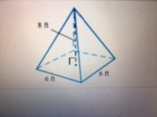 What volume of this pyramid with height 8ft and width 6ft on one side and 6ft on the other side.