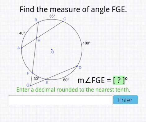 25 points- find the measure of angle fge. enter a decimal rounded to the nearest tenth.&lt;