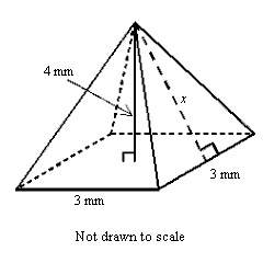 Find x, the slant height of the pyramid shown, to the nearest tenth. a.