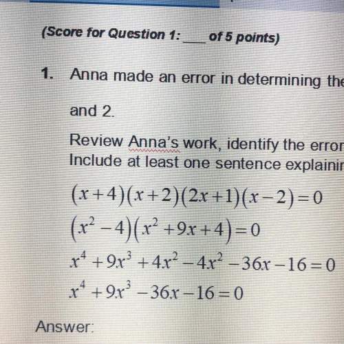 Anna made an error in determining the polynomial equation of smallest degree whose roots are -4,-2,