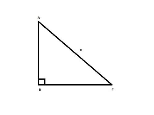 Which equation can be used to find x, the length of the hypotenuse of the right triangle