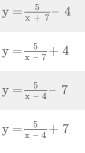 Each equation below represents a hyperbola. which hyperbola will have a horizontal asymptote at y =