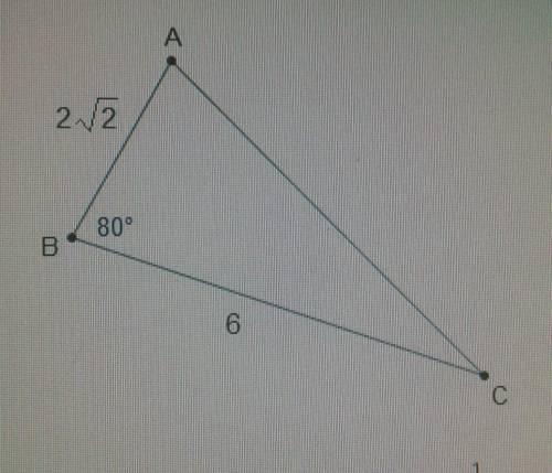 Triangle A B C is shown. The length of B C is 6 and the length of A B is 2 StartRoot 2 EndRoot. Angl