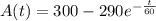 A(t)=300-290e^{-\frac{t}{60}}