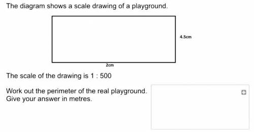 the diagram shows a scale drawing of a playground. The scale of the drawing is 1:500. Work out the p