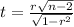 t=\frac{r \sqrt{n-2}}{\sqrt{1-r^2}}