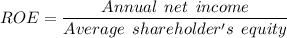 $ {ROE = \frac{Annual \:\: net\: \: income}{Average \:\: shareholder's \:\: equity} $