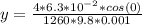 y  =  \frac{4 * 6.3 *10^{-2}  *  cos (0 )}{ 1260 * 9.8 *  0.001}