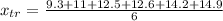 x_{tr} = \frac{9.3+11+12.5+12.6+14.2+14.9}{6}