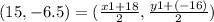 (15,-6.5)=(\frac{x1+18}{2},\frac{y1+(-16)}{2})