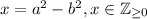 x=a^2-b^2, x \in \mathbb{Z}_{\ge 0}