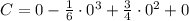 C = 0 - \frac{1}{6}\cdot 0^{3} + \frac{3}{4}\cdot 0^{2} + 0