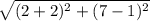 \sqrt{(2+2)^2+(7-1)^2}