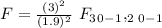 F = \frac{(3)^2}{(1.9)^2} ~ F_3_0_-_1, _2_0_-_1