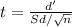 t = \frac{d'}{Sd/\sqrt{n}}