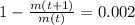 1 - \frac{m(t+1)}{m(t)} = 0.002