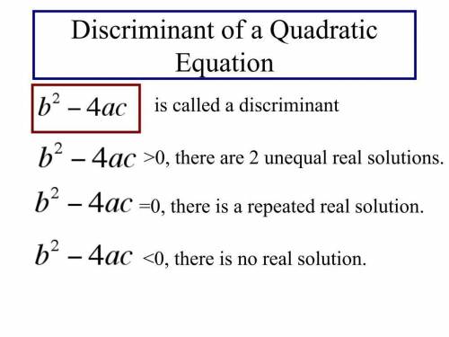 Given the equation 2x² - 5x + 7 = 0. Find the discriminant. Describe the roots and explain your reas