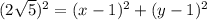 (2\sqrt{5})^2=(x-1)^2+(y-1)^2