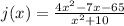 j(x)=\frac{4x^2-7x-65}{x^2+10}