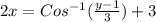 2 x  = Cos^{-1} (\frac{y-1}{3} ) +3