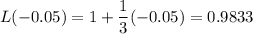L(-0.05)=1+\dfrac{1}{3}(-0.05)=0.9833
