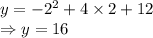 y=-2^{2} +4\times 2+12\\\Rightarrow y =16