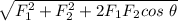 \sqrt{F_1^2+F_2^2+2F_1F_2cos\ \theta}