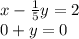 x-\frac{1}{5} y=2\\0+} y=0