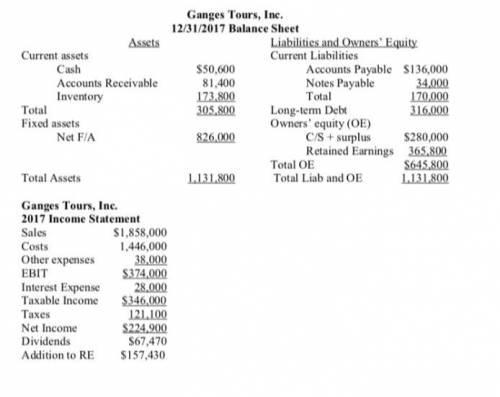 11. Consider the Ganges Tours, Inc. financial statements below. Calculate the following ratios:a. Cu