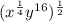 (x^{\frac{1}{4}}y^{16})^{\frac{1}{2}}