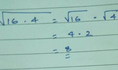 Which of the following is equal to √16*4?A. 64B.√16/4C.√16×√4D.32