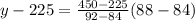 y-225=\frac{450-225}{92-84}(88-84)