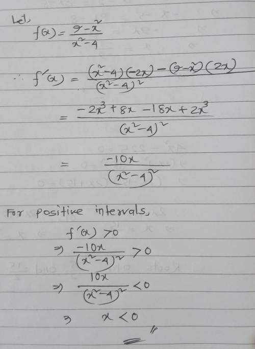 What are the positive intervals of (9-x^(2))/(x^(2)-4)