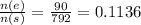 \frac{n(e)}{n(s)}=\frac{90}{792}=0.1136