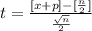 t  = \frac{[x  + p] - [\frac{n}{2} ]}{\frac{\sqrt{n} }{2} }
