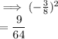 \implies (-\frac{3}{8})^2 \\=\dfrac{9}{64}