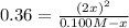 0.36=\frac{(2x)^2}{0.100M-x}