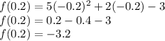 f(0.2)=5(-0.2)^2+2(-0.2)-3\\f(0.2)=0.2-0.4-3\\f(0.2)=-3.2