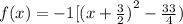 f(x)=-1[{(x+\frac{3}{2})}^{2}-\frac{33}{4})