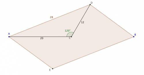The diagonals of a parallelogram are 24 meters and 40 meters and

intersect at an angle of 60o. Find