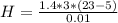 H  =  \frac{1.4 *  3 * (23-5)}{0.01}