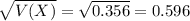 \sqrt{V(X)} = \sqrt{0.356} = 0.596