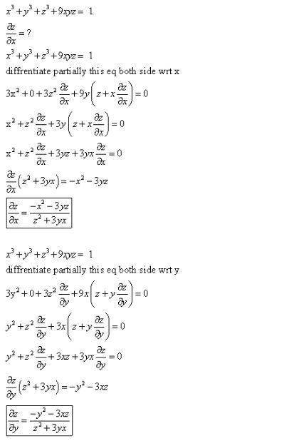 EXAMPLE 4 Find ∂z/∂x and ∂z/∂y if z is defined implicitly as a function of x and y by the equation x