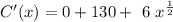 C'(x) = 0 + 130 + \ {6}\  x^{\frac{1}{2}}