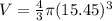V =  \frac{4}{3} \pi( {15 .45})^{3}