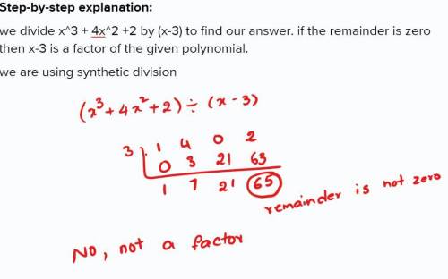 Which of the following best describes the relationship between (x-3) and the

polynomial x3 + 4x2 +