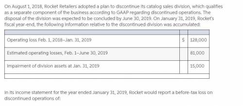 on august 1 2018 rocket retailers adopted a plan to discontinue in its income statement rocket would