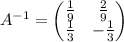 A^{-1} = \begin{pmatrix} \frac{1}{9} & \frac{2}{9} \\\frac{1}{3} & -\frac{1}{3}\end{pmatrix}\quad